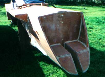 Detail of Sango transom and rudder slot